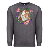 Charcoal Heather Bunny Face With Floral Wreath Premium Sweatshirt - RanaPortraitStore