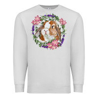 Dove Grey Bunny Face With Floral Wreath Premium Sweatshirt - RanaPortraitStore