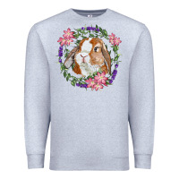 Heather Grey Bunny Face With Floral Wreath Premium Sweatshirt - RanaPortraitStore