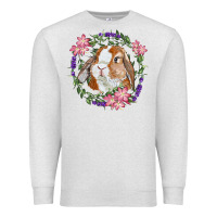 Oatmeal Heather Bunny Face With Floral Wreath Premium Sweatshirt - RanaPortraitStore