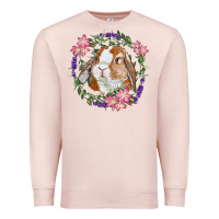 Pale Pink Bunny Face With Floral Wreath Premium Sweatshirt - RanaPortraitStore