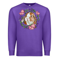 Purple Bunny Face With Floral Wreath Premium Sweatshirt - RanaPortraitStore