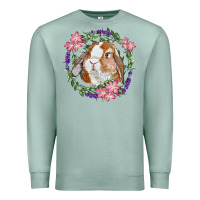 Seafoam Bunny Face With Floral Wreath Premium Sweatshirt - RanaPortraitStore