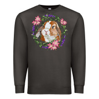 Smoke Bunny Face With Floral Wreath Premium Sweatshirt - RanaPortraitStore
