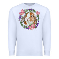 White Bunny Face With Floral Wreath Premium Sweatshirt - RanaPortraitStore