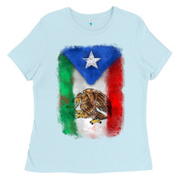 Baby Blue mexico and puerto rico flag Ladies Tee - Zillion Design Studio