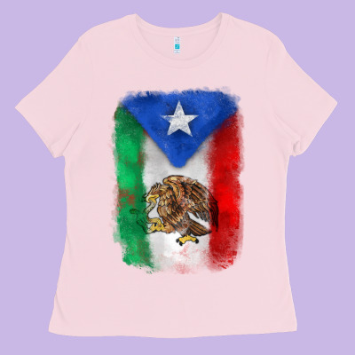 Mexico And Puerto Rico Flag Ladies Tee Designed By Zillion Design Studio