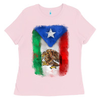 Bubblegum Pink mexico and puerto rico flag Ladies Tee - Zillion Design Studio