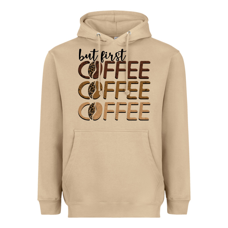 But First Coffee Coffee Coffee Heavyweight Hoodie by BarkalooDesign | Teevron
