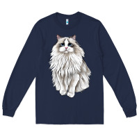 Navy Ragdoll Cat Long Sleeve Tee - LillyAllenDesigns
