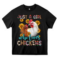 Black just a girl who loves chickens Heavy Core Tee - Zillion Design Studio