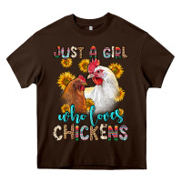 Chocolate Brown just a girl who loves chickens Heavy Core Tee - Zillion Design Studio