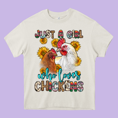 Just A Girl Who Loves Chickens Heavy Core Tee Designed By Zillion Design Studio