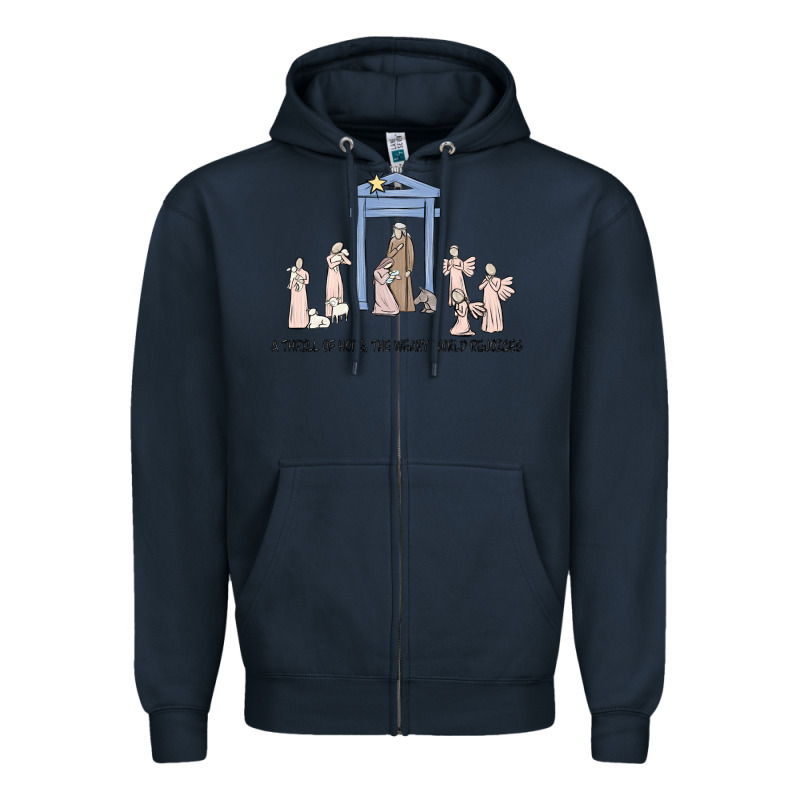A Thrill Of Hope Nativity Zipper Hoodie by MaliasSmallBusiness | Teevron