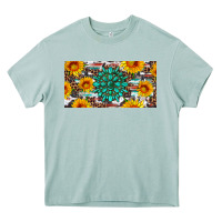 Gemtone And Sunflowers License Plate Heavy Core Tee | Teevron