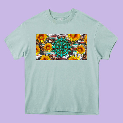 Gemtone And Sunflowers License Plate Heavy Core Tee Designed By Artiststas