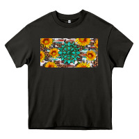 Asphalt gemtone and sunflowers license plate Heavy Core Tee - Artiststas