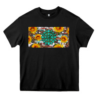 Black gemtone and sunflowers license plate Heavy Core Tee - Artiststas