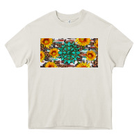 Cream gemtone and sunflowers license plate Heavy Core Tee - Artiststas