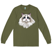 Army Green Ragdoll Face Cat Long Sleeve Tee - LillyAllenDesigns
