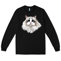 Black Ragdoll Face Cat Long Sleeve Tee - LillyAllenDesigns