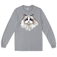 Heather Grey Ragdoll Face Cat Long Sleeve Tee - LillyAllenDesigns
