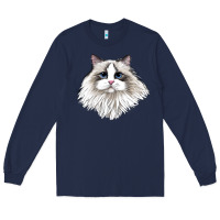Navy Ragdoll Face Cat Long Sleeve Tee - LillyAllenDesigns
