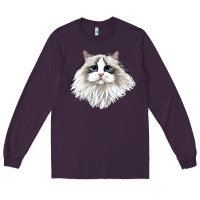 Plum Ragdoll Face Cat Long Sleeve Tee - LillyAllenDesigns