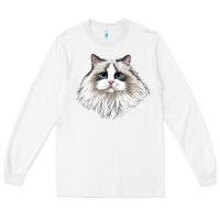White Ragdoll Face Cat Long Sleeve Tee - LillyAllenDesigns