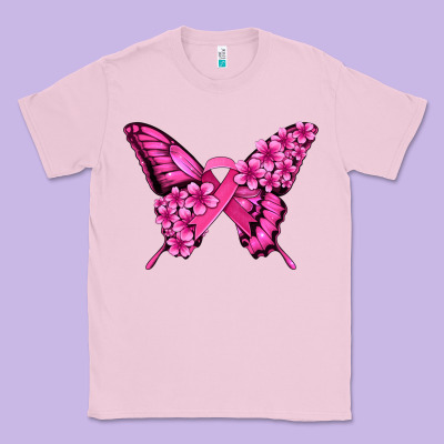 Pink Ribbon Breast Cancer Butterfly Classic Tee Designed By Jasminsmagicworld