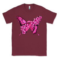 Burgundy pink ribbon breast cancer butterfly Classic Tee - Jasminsmagicworld