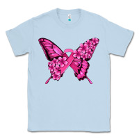 Dusty Blue pink ribbon breast cancer butterfly Classic Tee - Jasminsmagicworld