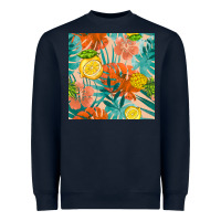 Navy pineapple and lemon seamless pattern Heavyweight Sweatshirt - BundleAndBundleShop