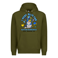 Army Green i wear blue for autism awareness Premium Hoodie - JahusDesignShop