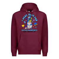 Burgundy i wear blue for autism awareness Premium Hoodie - JahusDesignShop