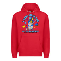 Red i wear blue for autism awareness Premium Hoodie - JahusDesignShop