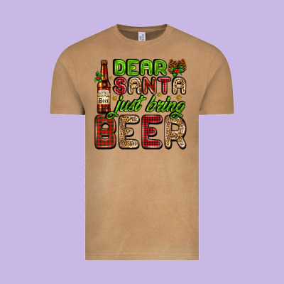 Dear Santa Just Bring A Beer With A Beer Bottle Vintage Tee Designed By Adodesignshop