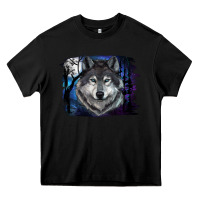 Black wolf and full moon Heavy Core Tee - RanaPortraitStore