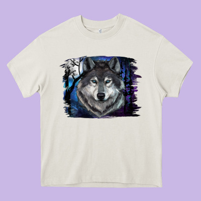 Wolf And Full Moon Heavy Core Tee Designed By Ranaportraitstore