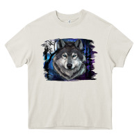 Cream wolf and full moon Heavy Core Tee - RanaPortraitStore