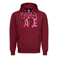 Burgundy valentine babe Zipper Hoodie - NancyCooperArtShop