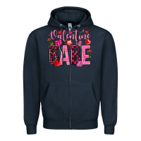 Navy valentine babe Zipper Hoodie - NancyCooperArtShop