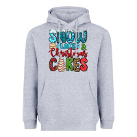Heather Grey snow flakes and Christmas cakes Heavyweight Hoodie - Jasminsmagicworld