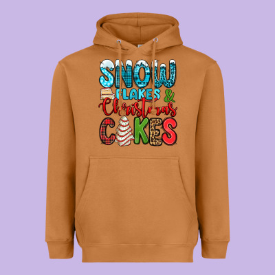 Snow Flakes And Christmas Cakes Heavyweight Hoodie Designed By Jasminsmagicworld