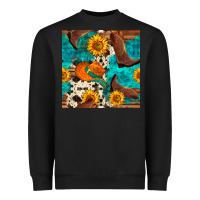Black cowboy boots and hat seamless pattern Heavyweight Sweatshirt - BundleAndBundleShop