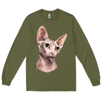 Army Green Sphynx Cat Long Sleeve Tee - LillyAllenDesigns