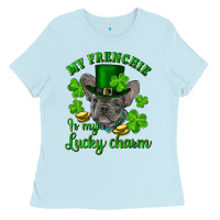 Baby Blue st.patrick's day my french bulldog is my lucky charm Ladies Tee - RanaPortraitStore