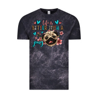 Cloud Black life is better with a pug Vintage Tee - Jasminsmagicworld