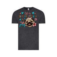 Vintage Black life is better with a pug Vintage Tee - Jasminsmagicworld
