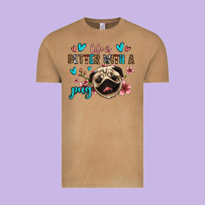 Life Is Better With A Pug Vintage Tee Designed By Jasminsmagicworld